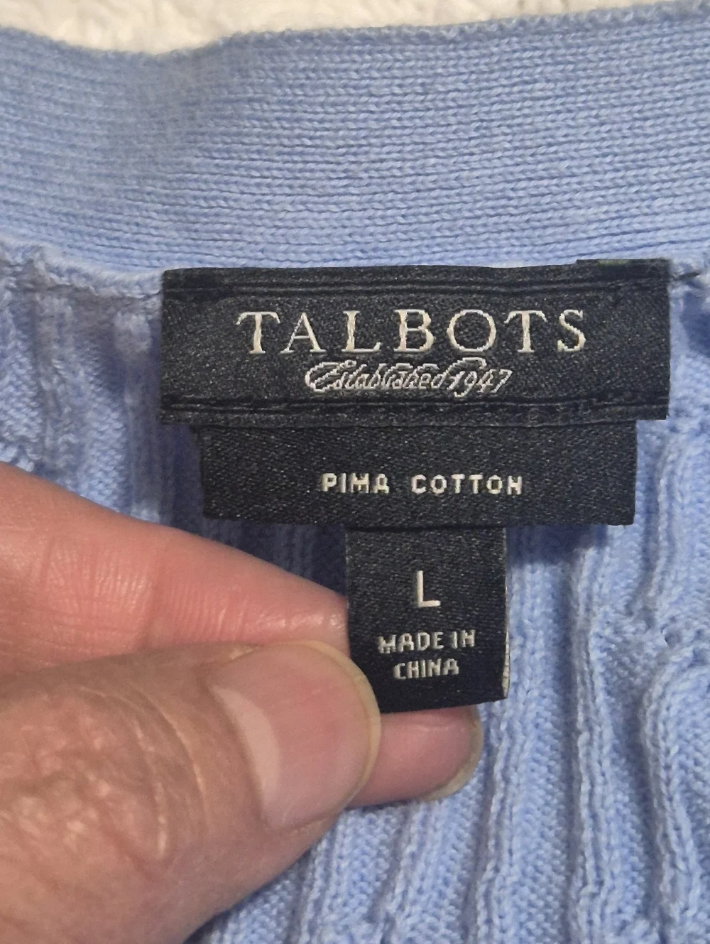 Talbots Light Blue Cable Knit V-Neck Short Sleeve Cardigan...Size:L
